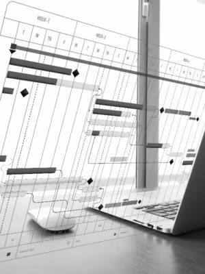 photo gantt Image d'un diagramme de gantt au dessus d'un ordinateur portable
